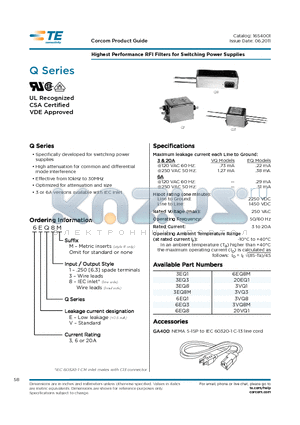 3VQ1 datasheet - Highest Performance RFI Filters for Switching Power Supplies