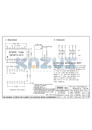 3XF0013-W13 datasheet - DUAL T1/CEPT/ISDN-PRI