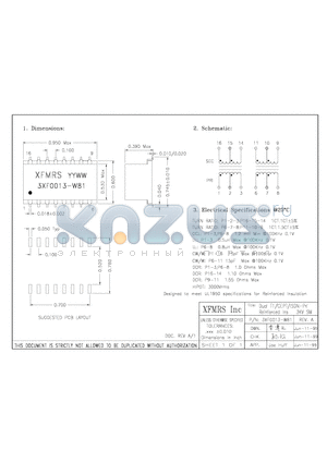 3XF0013-W81 datasheet - DUAL T1/CEPT/ISDN-PRI