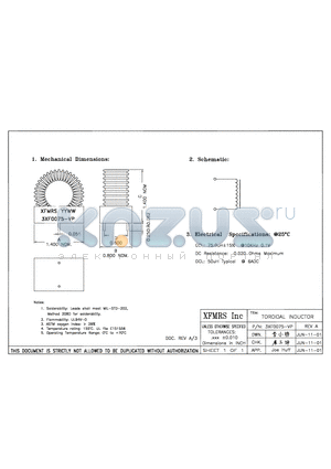 3XF0075-VP datasheet - TOROIDAL INDUCTOR