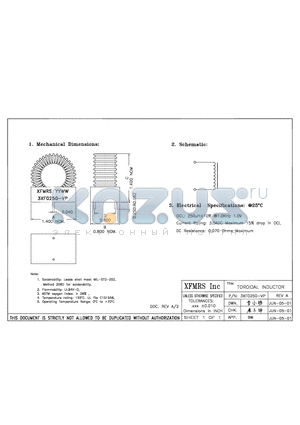 3XF0250-VP datasheet - TOROIDAL INDUCTOR