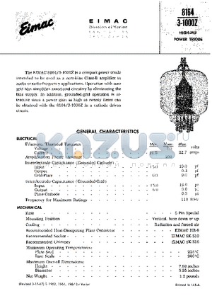 3-1000Z datasheet - HIGH-MU POWER TRIODE