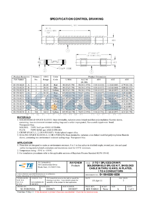 3-1196795-0 datasheet - (1 TO 1 SPLICES-CRIMP) SOLDERSHIELD SPLICE KIT, SHIELDED CABLE 26 THRU 12 AWG, Ni PLATED, 1 TO 4 CONDUCTORS