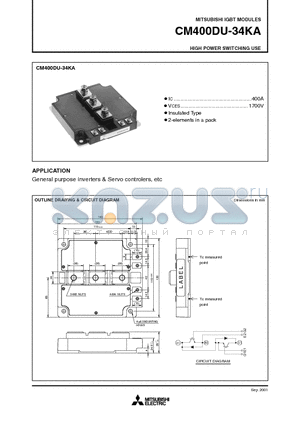 CM400DU-34KA datasheet - HIGH POWER SWITCHING USE