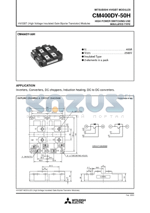 CM400DY-50H datasheet - HIGH POWER SWITCHING USE INSULATED TYPE