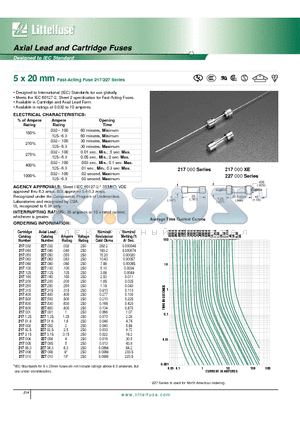 217.032 datasheet - Axial Lead and Cartridge Fuses - Designed to IEC Standard