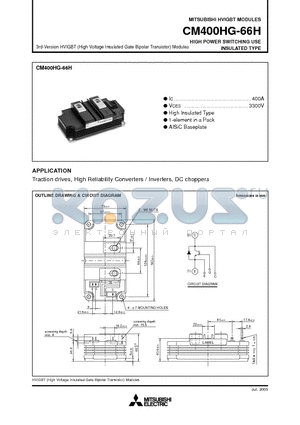 CM400HG-66H datasheet - 3rd-Version HVIGBT (High Voltage Insulated Gate Bipolar Transistor) Modules