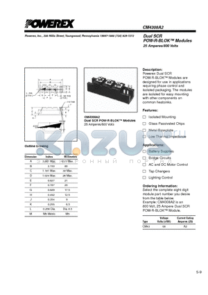 CM4308A2 datasheet - Dual SCR POW-R-BLOK Modules 25 Amperes/800 Volts