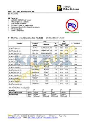 BL-AT5Z3056D-4-00 datasheet - LED LIGHT BAR, ARROW DISPLAY