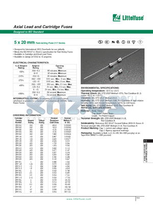 217004 datasheet - 5 x 20 mm Fast-Acting Fuse