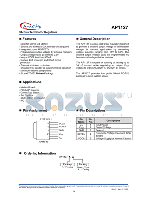 AP1127DA datasheet - 3A Bus Terminator Regulator