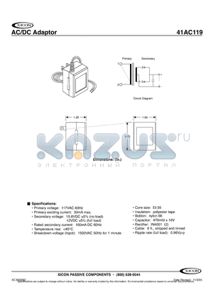 41AC119 datasheet - AC/DC Adaptor