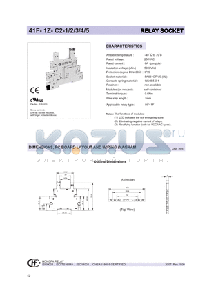 41F-1Z-C2 datasheet - RELAY SOCKET