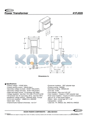 41FJ020 datasheet - Power Transformer