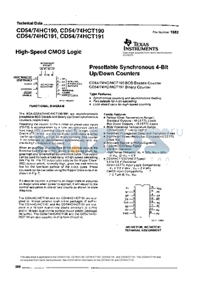 CD54HC190 datasheet - HIGH SPEED CMOS LOGIC