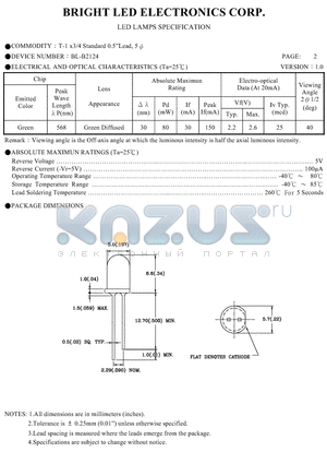 BL-B2124 datasheet - LED LAMPS SPECIFICATION