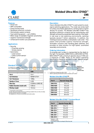 CM5 datasheet - Molded Ultra-Mini DYAD