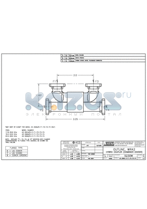 42-261B-Z-F1-F2-F3-F4 datasheet - OUTLINE, WR42 COUPLER (COMBINER-DIVIDER)