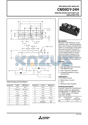 CM50DY-24H datasheet - MEDIUM POWER SWITCHING USE INSULATED TYPE