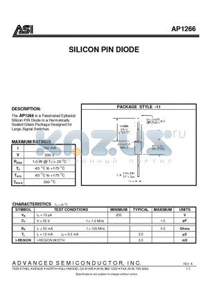 AP1266 datasheet - SILICON PIN DIODE