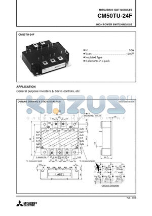 CM50TU-24F datasheet - IGBT MODULES HIGH POWER SWITCHING USE