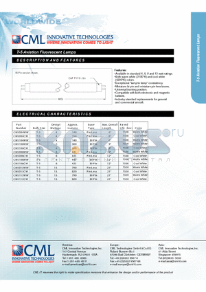 CM5106WW datasheet - T-5 Aviation Fluorescent Lamps