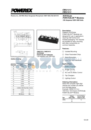 CM521213 datasheet - SCR/Diode POW-R-BLOK Modules 130 Amperes/1200-1600 Volts