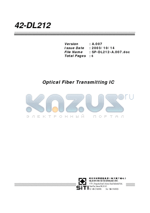 42-DL212 datasheet - Optical Fiber Transmitting IC