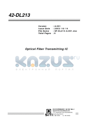 42-DL213 datasheet - Optical Fiber Transmitting IC