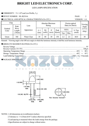 BL-B2334A datasheet - LED LAMPS SPECIFICATION