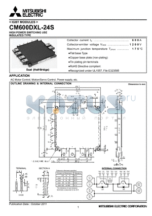 CM600DXL-24S datasheet - HIGH POWER SWITCHING USE INSULATED TYPE