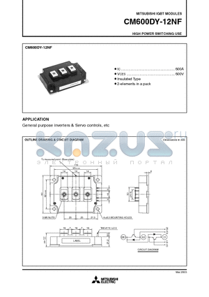 CM600DY-12NF datasheet - HIGH POWER SWITCHING USE