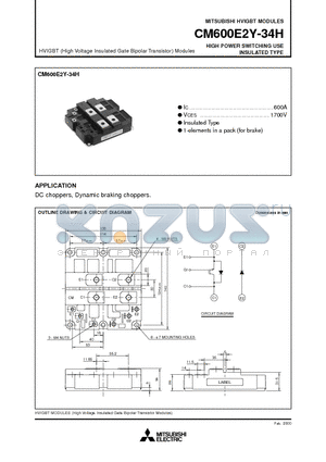 CM600E2Y-34H datasheet - HIGH POWER SWITCHING USE INSULATED TYPE