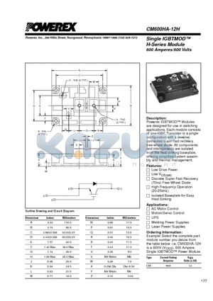 CM600HA-12H datasheet - Single IGBTMOD 600 Amperes/600 Volts