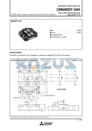 CM600DY-34H datasheet - HIGH POWER SWITCHING USE INSULATED TYPE