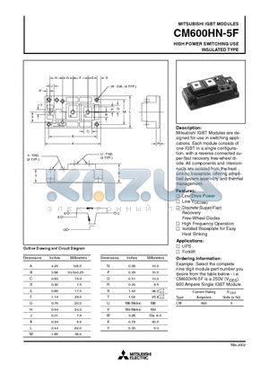 CM600HN-5F datasheet - HIGH POWER SWITCHING USE