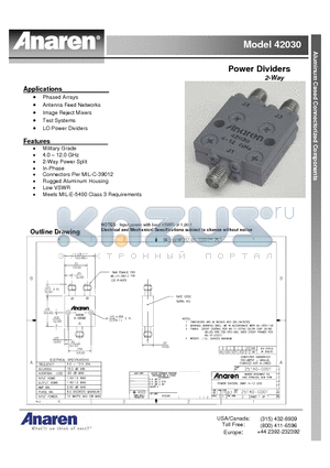 42030 datasheet - Power Dividers