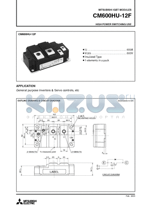 CM600HU-12F_09 datasheet - IGBT MODULES HIGH POWER SWITCHING USE