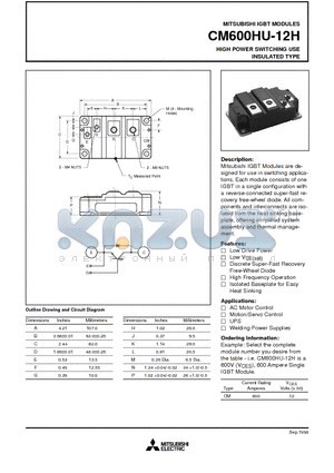 CM600HU-12H datasheet - HIGH POWER SWITCHING USE INSULATED TYPE