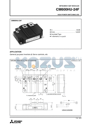 CM600HU-24F datasheet - IGBT MODULES HIGH POWER SWITCHING USE