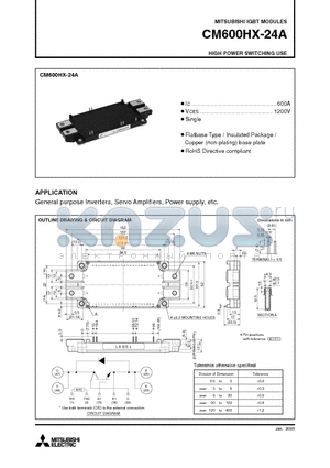 CM600HX-24A datasheet - IGBT MODULES HIGH POWER SWITCHING USE