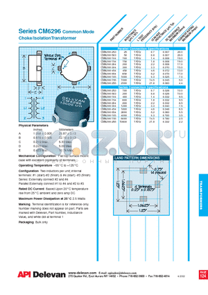 CM6296-104 datasheet - Choke/IsolationTransformer