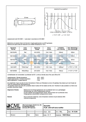 1504135B3 datasheet - StarLEDs T5,5K with half wave rectifier