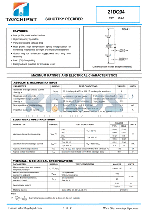 21DQ04 datasheet - SCHOTTKY RECTIFIER