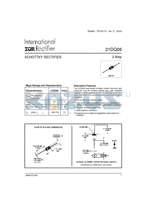 21DQ06TR datasheet - SCHOTTKY RECTIFIER