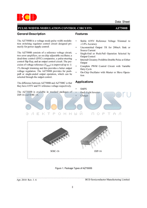 AZ7500BMTR-E1 datasheet - PULSE-WIDTH-MODULATION CONTROL CIRCUITS