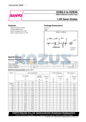 DZB22C datasheet - 1.0W Zener Diodes