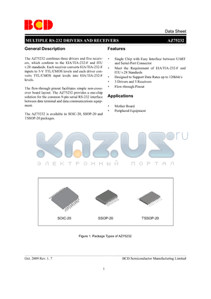 AZ75232M-E1 datasheet - MULTIPLE RS-232 DRIVERS AND RECEIVERS