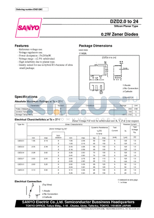 DZD22 datasheet - 0.2W Zener Diodes