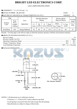 BL-B4134M datasheet - LED LAMPS SPECIFICATION